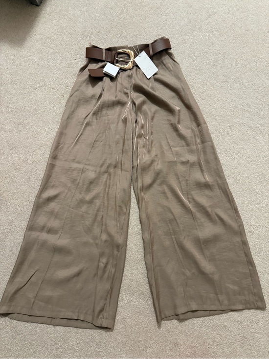 Zara Pants - Zara Wide-Leg High-Waist Pants with Brown Belt